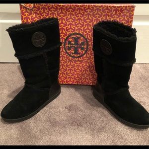 Tory Burch Black Amelie Shearling Boots